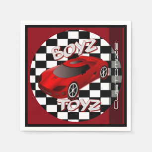 Boys Toys Red Sports Car Napkin