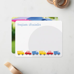 Boy's Toys Transport Baby/Kid's Birthday Thank You Note Card