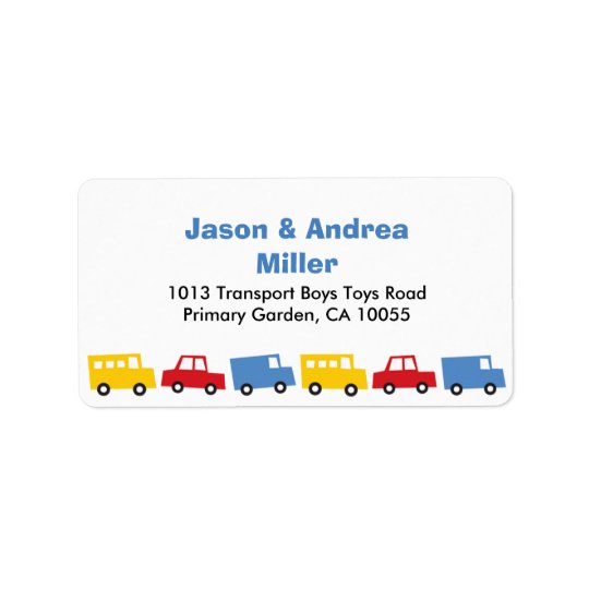Boys Toys Transport Car Bus Truck Address Labels