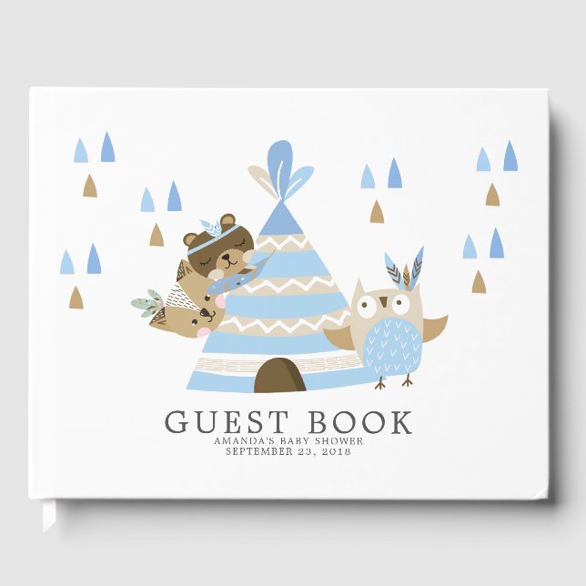 Boys Tribal Woodland Baby shower Livre d'or (Recto)