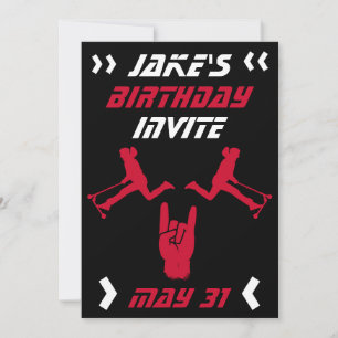Boys Trick Scooter Birthday  Invitation