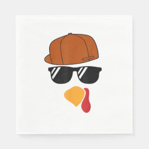 Boys Turkey Face Thanksgiving Trucker Hat Glasses  Napkin
