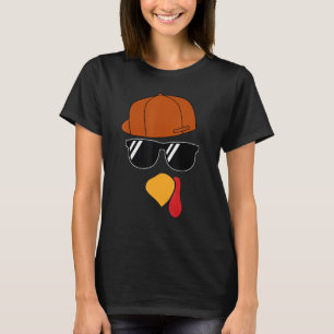 Boys Turkey Face Thanksgiving Trucker Hat Glasses  T-Shirt