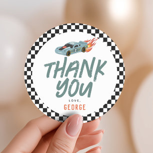 Boys Two Fast Racing 2nd Birthday Favour Classic Round Sticker