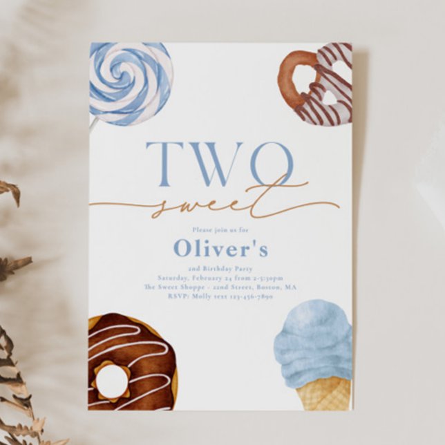 Boy's Two Sweet 2nd Birthday Invitation (Créateur téléchargé)