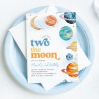 Boy's Two the Moon Party Invitation