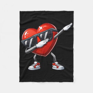 Boys Valentine Day Dabbing Heart Sungles Girl Kid Fleece Blanket