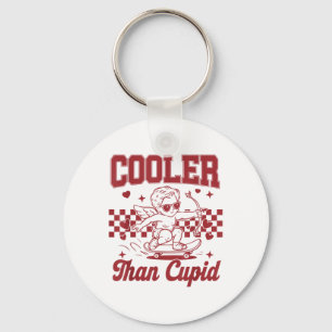 Boys Valentines Day Cooler Than Cupid Skateboardin Keychain