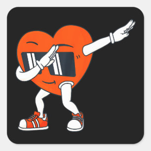 Boys Valentines Day Dabbing Heart Funny Boys Square Sticker