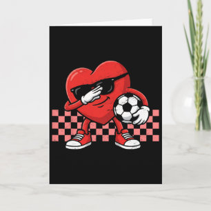 Boys Valentines Day Football Dab Soccer Heart Men Card
