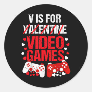 Boys Valentines Day Gaming Kids Valentines Day Tod Classic Round Sticker