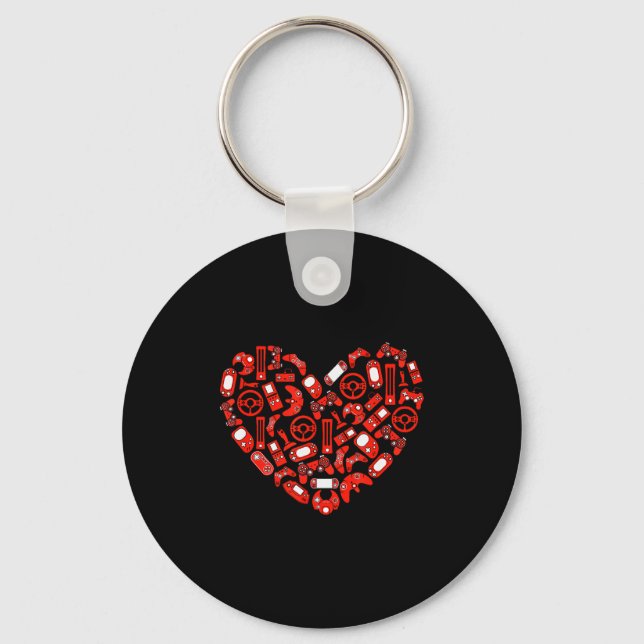 Boys Valentines Day Gaming Video Gamer Controller  Keychain (Front)