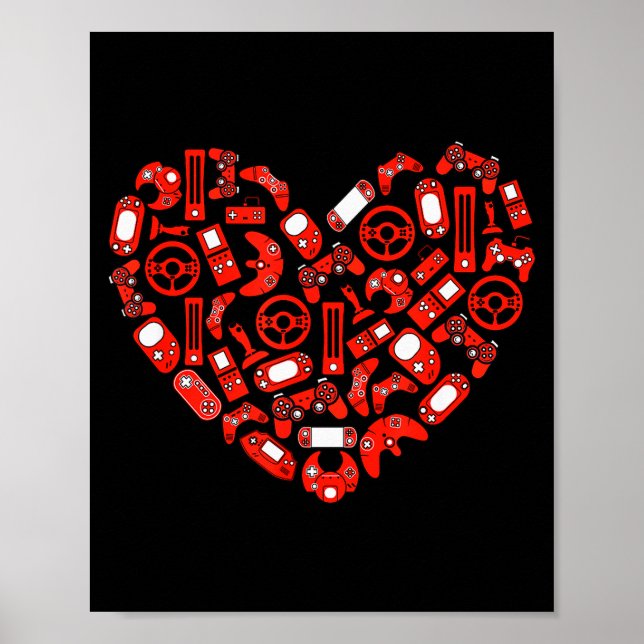 Boys Valentines Day Gaming Video Gamer Controller  Poster (Front)