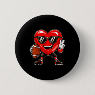 Boys Valentines Day Heart Playing Football Boys Gi 2 Inch Round Button