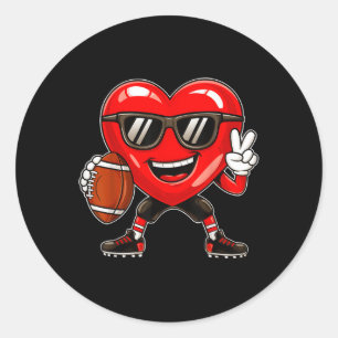 Boys Valentines Day Heart Playing Football Boys Gi Classic Round Sticker