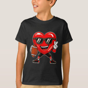 Boys Valentines Day Heart Playing Football Boys Gi T-Shirt