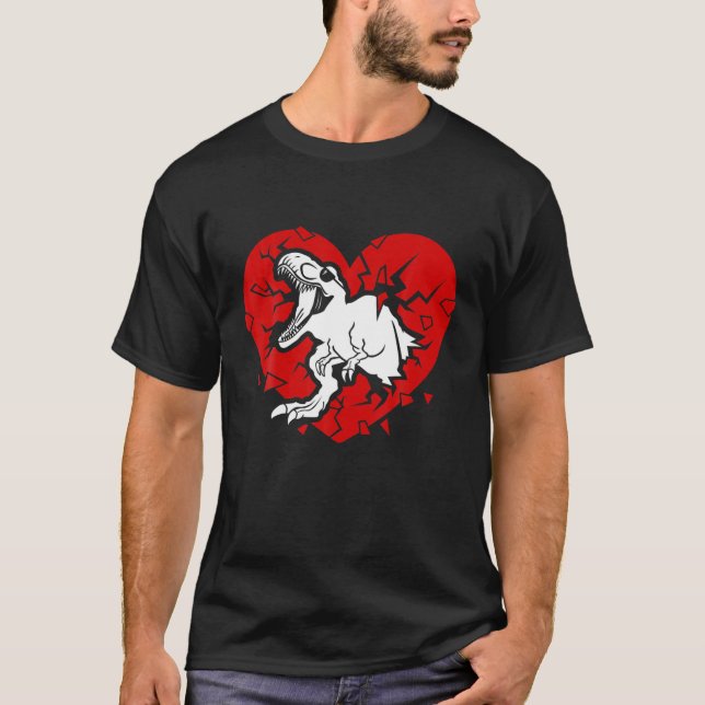 Boys Valentines Day Kids Dinosaur Lover T-Shirt (Front)