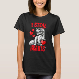 Boys Valentines Day Kids Dinosaur Rex I Steal Hea T-Shirt