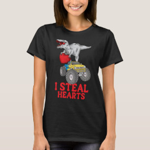 Boys Valentines Day Kids Dinosaur rex I Steal Hear T-Shirt