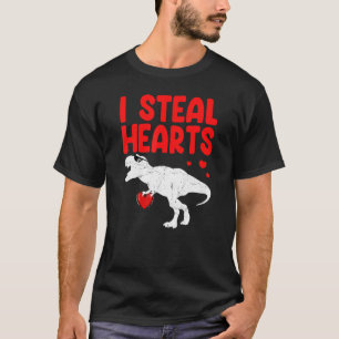 Boys Valentines Day Kids Dinosaur rex Love I Steal T-Shirt