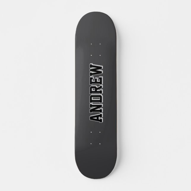 Boys Varsity Black Skateboard Personalized Name (Front)