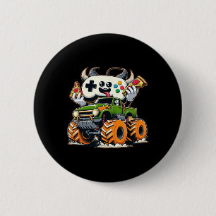 Boys Video Game Pizza Lifted 4x4 Truck 2 Inch Round Button