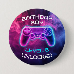 Boys Video Gaming Level Unlocked Birthday 3 Inch Round Button