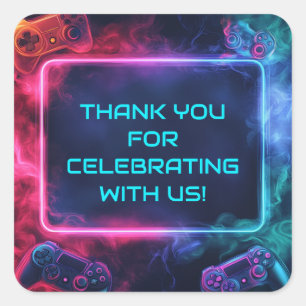 Boys Video Gaming Party Thank You Square Sticker