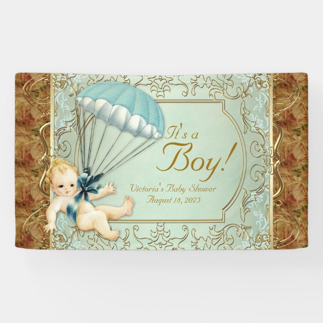 Boys Vintage Baby Shower Banner (Horizontal)