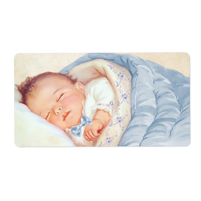 Boys Vintage Baby Shower Water Bottle Labels (Front)