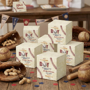 Boys Vintage Baseball Baby Shower Favor Box