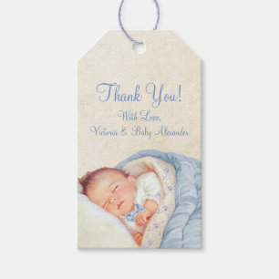 Boys Vintage Blue Baby Shower Gift Tags