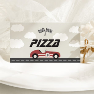 Boys Vintage Red Race Car Birthday Party Place Card