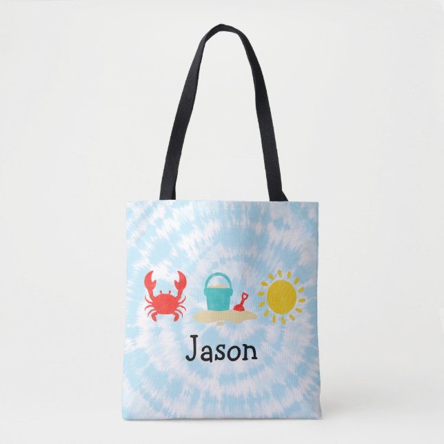 Boys Watercolor Beach Trio Tie Dye Tote Bag (Front)