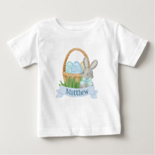 Boys Watercolor Blue Easter Basket  Baby T-Shirt