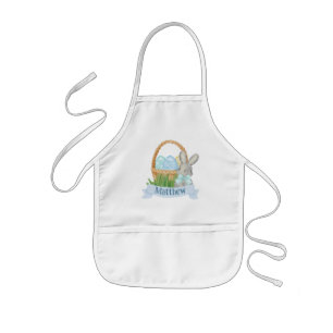 Boys Watercolor Blue Easter Basket Kids Apron