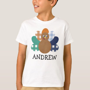 Boys Watercolor Plaid Turkey T-Shirt