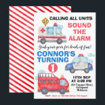 Boys Watercolor Transport 1st Birthday Invitation<br><div class="desc">Boys Watercolor Transport 1st Birthday Invitation

Cute watercolor transport birthday invitation featuring a fire-engine,  blue police car and fire-engine. Can be used for any age.</div>