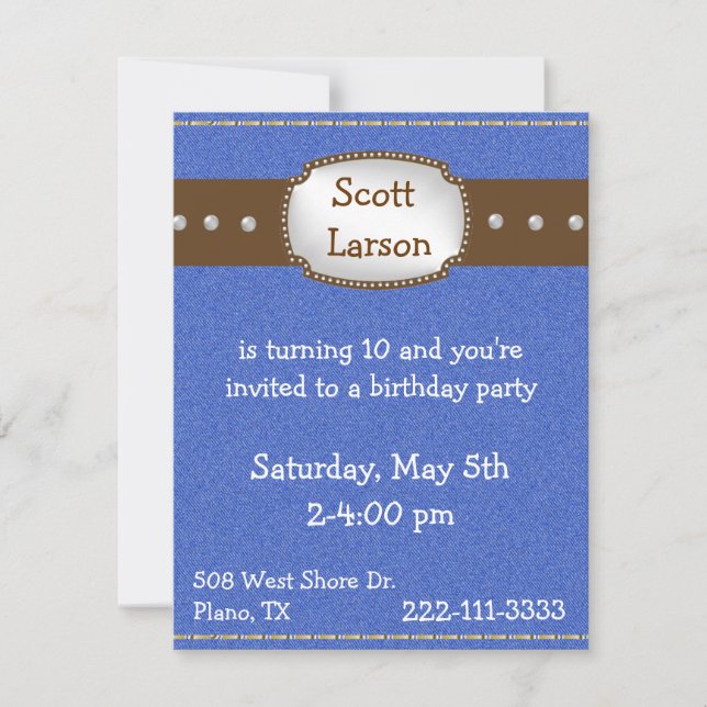 Boy's Western Birthday Invitation (Front)