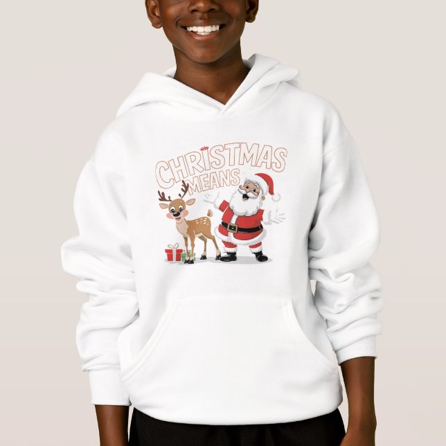 Boys’ White Pullover Hoodie – Hanes XS (Devant)
