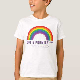 Boy's White T-Shirt Rainbow God's Promise w/Scrip