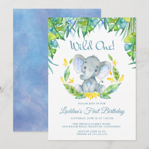 Boys Wild One Safari 1st Birthday Party Invitation