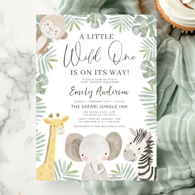 Boys Wild One Safari Animals Baby Shower Invitation (Creator Uploaded)