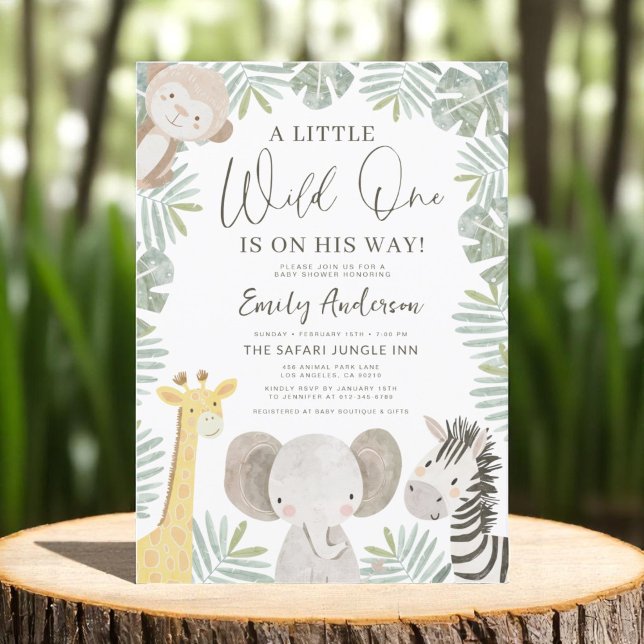 Boys Wild One Safari Animals Baby Shower Invitation (Creator Uploaded)