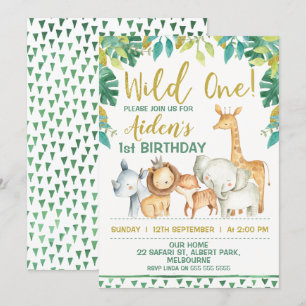 Boys Wild One Safari Invitation d'anniversaire