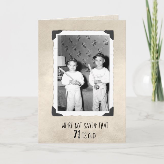 Boys With Baseball Bats 71st Birthday Card (Front)