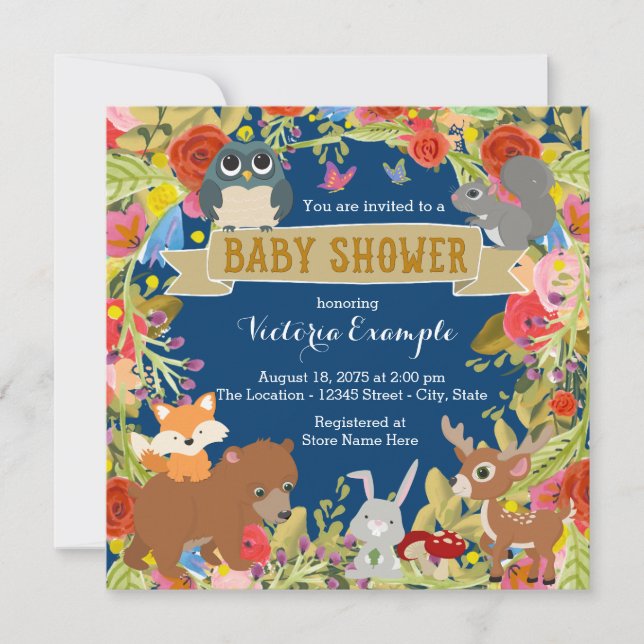 Boys Woodland Baby Shower Invitation (Front)