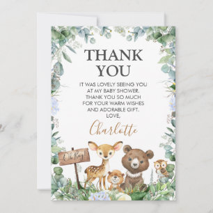 Boys Woodland Greenery Baby Shower Thank You Card