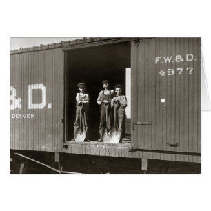 Boys Working on Railroad Car, 1910