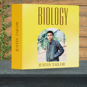 Boys Yellow Biology Organizer Photo Name Design Binder